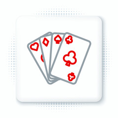 Line Playing cards icon isolated on white background. Casino gambling. Colorful outline concept. Vector