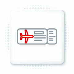 Line Airline ticket icon isolated on white background. Plane ticket. Colorful outline concept. Vector