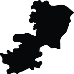 Silhouette map of Catania Italy with transparent background.