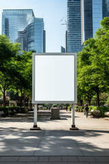 Fototapeta premium Blank white digital billboard poster on city street in the afternoon heat 