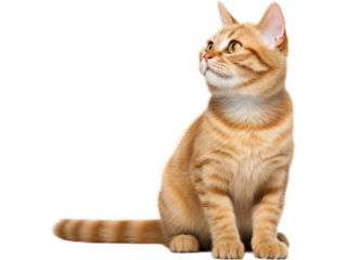 Curious Manx Cat with Arched Back - Transparent Background