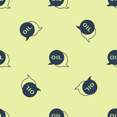 Blue Word oil icon isolated seamless pattern on yellow background. Vector