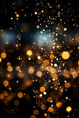 Obraz premium Golden light shine particles bokeh on classic black background 