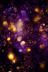 Obraz na płótnie Canvas Golden light shine particles bokeh on royal purple background 