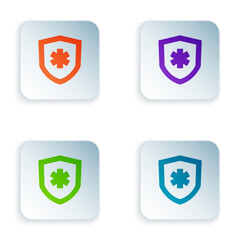 Color Life insurance icon isolated on white background. Security, safety, protection, protect concept. Set colorful icons in square buttons. Vector