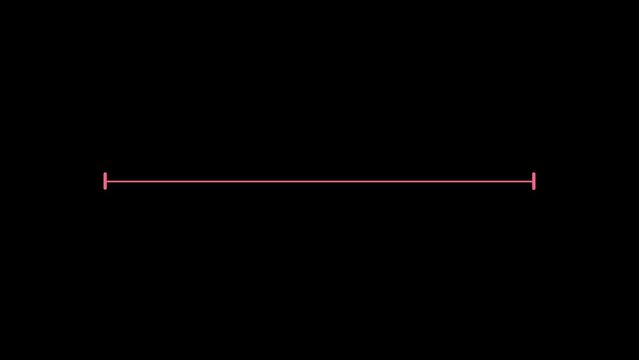 Pink horizontal line measuring length animation, alpha channel