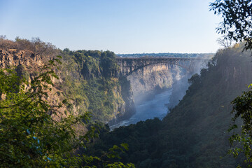 View of Bridge across the Zambezi River. Victoria Falls.