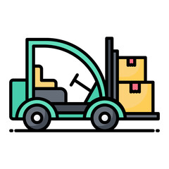 Forklift Line Color Icon