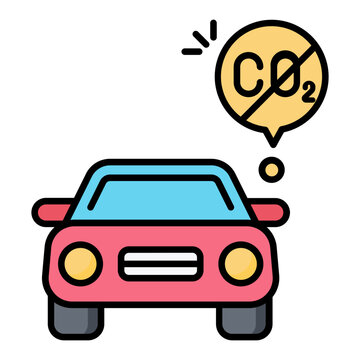 Vehicle Emission Control Line Color Icon