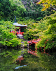 The beautiful Daigo-ji Temple and its garden during summer season. Kyoto, Japan.