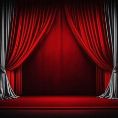 Magic theater stage red curtains Show Spotlight