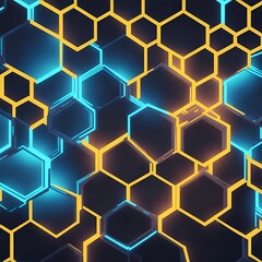 Abstract background hexagon pattern with glowing lights 