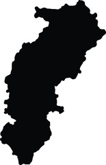 Silhouette map of Chhattisgarh India with transparent background.