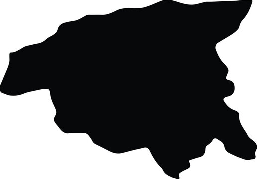 Silhouette map of Chlef Algeria with transparent background.