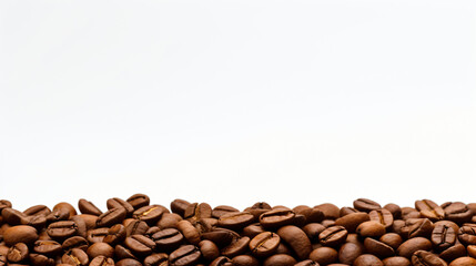 Obraz premium Coffee beans on a neutral background with space for textGenerative AI