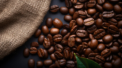 Fototapeta premium Coffee beans on a neutral background. Generative AI