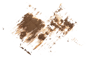 Wet mud, stains texture isolated on white, top view, clipping path