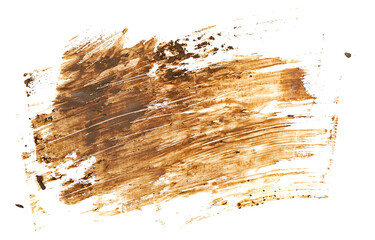 Wet mud, stains texture isolated on white, top view, clipping path