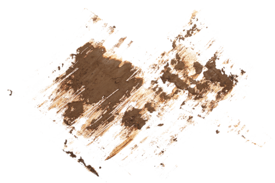 Wet mud, stains texture isolated on white, top view, clipping path