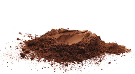 Ground cocoa, powder isolated on white