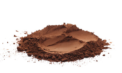 Ground cocoa, powder isolated on white