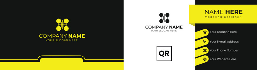Minimalist Yellow and White Business Card Template