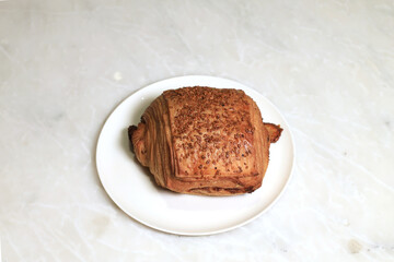 food, croissant, breakfast, bun, sandwich, bread, snack, french, meal, pastry, lettuce, lunch, cheese, delicious, fresh, white, meat, bakery, dinner, homemade, fast, ham, slice, background, table, woo