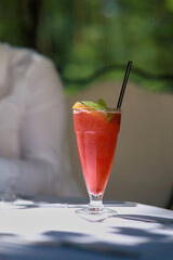 Red lemonade close-up on the table