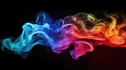 Abstract motion graphic background, Colorful creative smoke waves on black background.