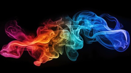 Obraz premium Abstract motion graphic background, Colorful creative smoke waves on black background.