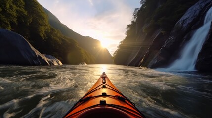Extreme kayaking down the wild river.