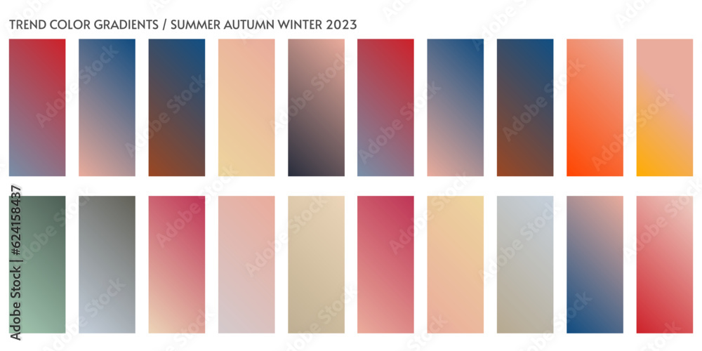 Wall mural New fashion color and gradients trend 2023. Color palette forecast of the future color trend and gradients new color combinations Summer Autumn Winter 2023