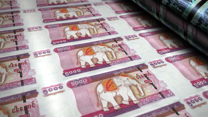 Myanmar Kyat money banknotes print 3d illustration