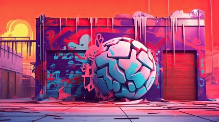 Grungy Urban Graffiti abstract background. Colorful futuristic illustration art. Generative AI