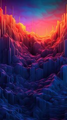 Obraz premium Futuristic Digital Grid abstract background. Colorful futuristic illustration art. Generative AI