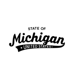 Michigan lettering design. Michigan, United States, typography design. Michigan, text design. Vector and illustration.