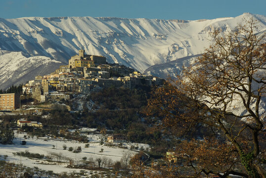 A heavy snowfall bleached the small village of Casoli in the province of Chieti and the surrounding peaks of the Maiella - Abruzzo - Italy