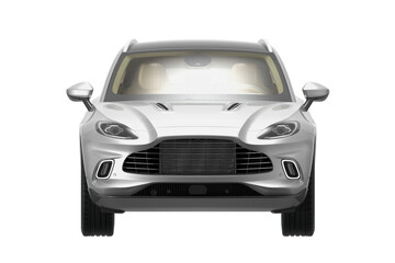 front view car isolated on white empty background premium png