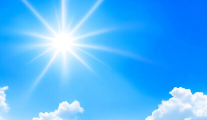 Naklejka na ściany i meble Bright sunshine blue sky background, sunshine background