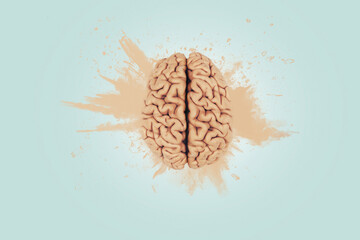Creative thinking and brain explosion with splashes. Think different, creative idea. Fresh thought,...