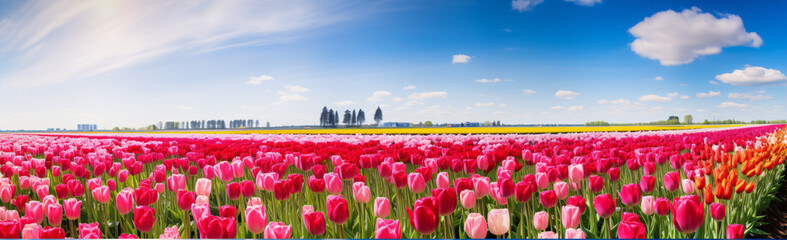 field of tulips and sky
