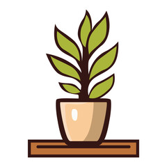 Potted plant vector icon design. Colorful flat icon.