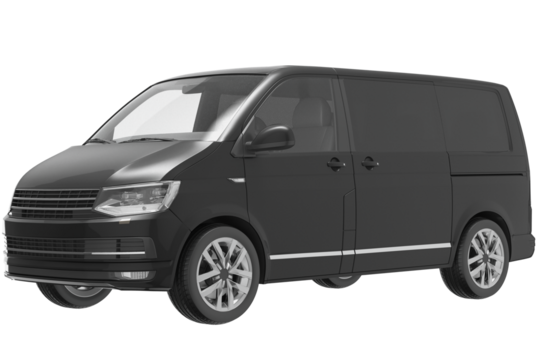 black vip delivery van cross side view on isolated empty background for mockup
