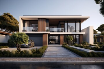 Fototapeta na wymiar House with key. Real estate concept. Illustration AI Generative.