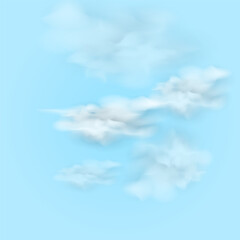Blue sky background with white clouds. Vector illustration. Eps 10.