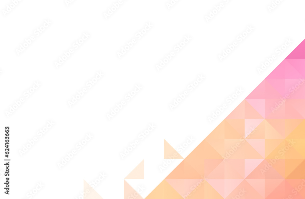 Poster abstract colorful triangle pattern with bright orange to pink color gradient on white. high resoluti