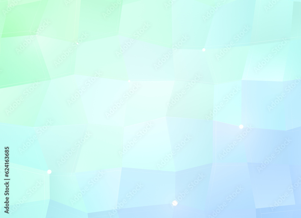 Poster colorful, vibrant and bright light green, turquoise and light blue polygon vector pattern background