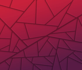 Mosaic of red and purple geometric shapes or shattered pieces. Abstract high resolution full frame background, copy space.