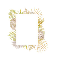 Obraz premium Floral boho frame. Watercolor flower for wedding invitaition, greeting card and over project.