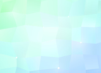 Colorful, vibrant and bright light green, turquoise and light blue polygon vector pattern background with color gradient. Abstract full frame 3D triangular low poly style background. Copy space.